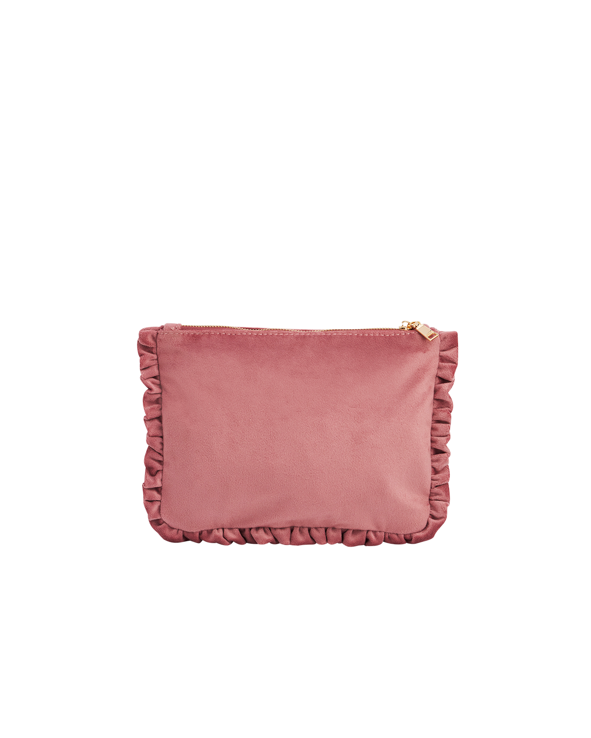 Floral Posy embroidered Medium pouch in Rose Pink Velvet