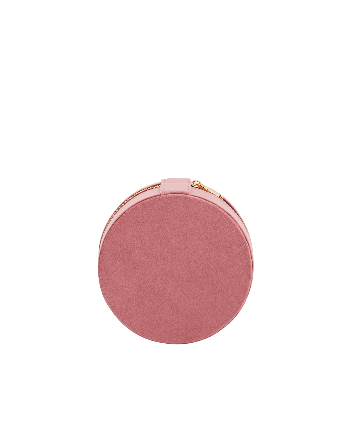 Floral Wreath Embroidered Round Jewellery Box in Rose Pink Velvet