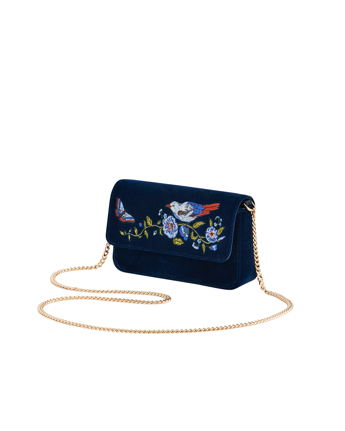 Sophia Nightingale Embroidered Occasion Bag in Sapphire Velvet