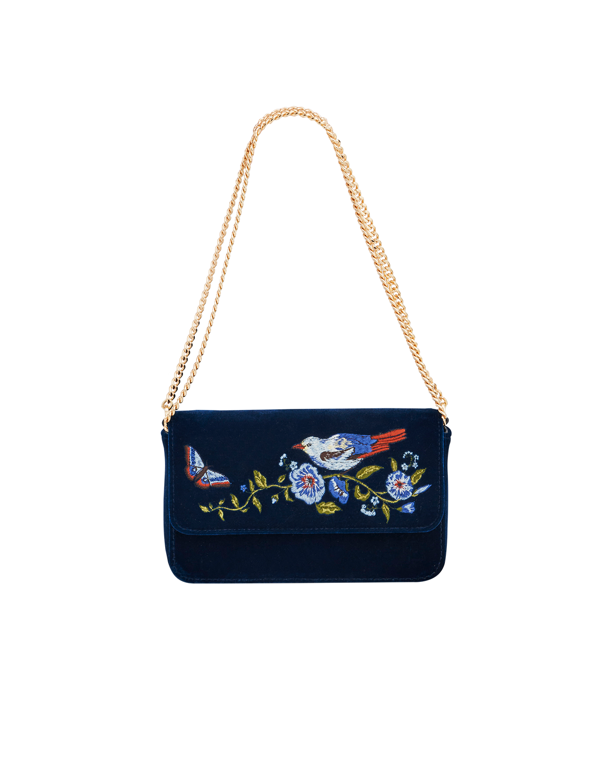 Sophia Nightingale Embroidered Occasion Bag in Sapphire Velvet