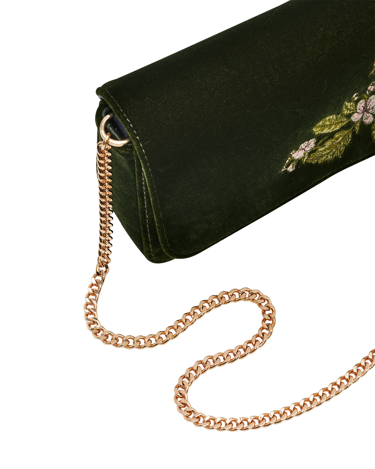 Sophia Wren Embroidered Occasion Bag in Green Velvet