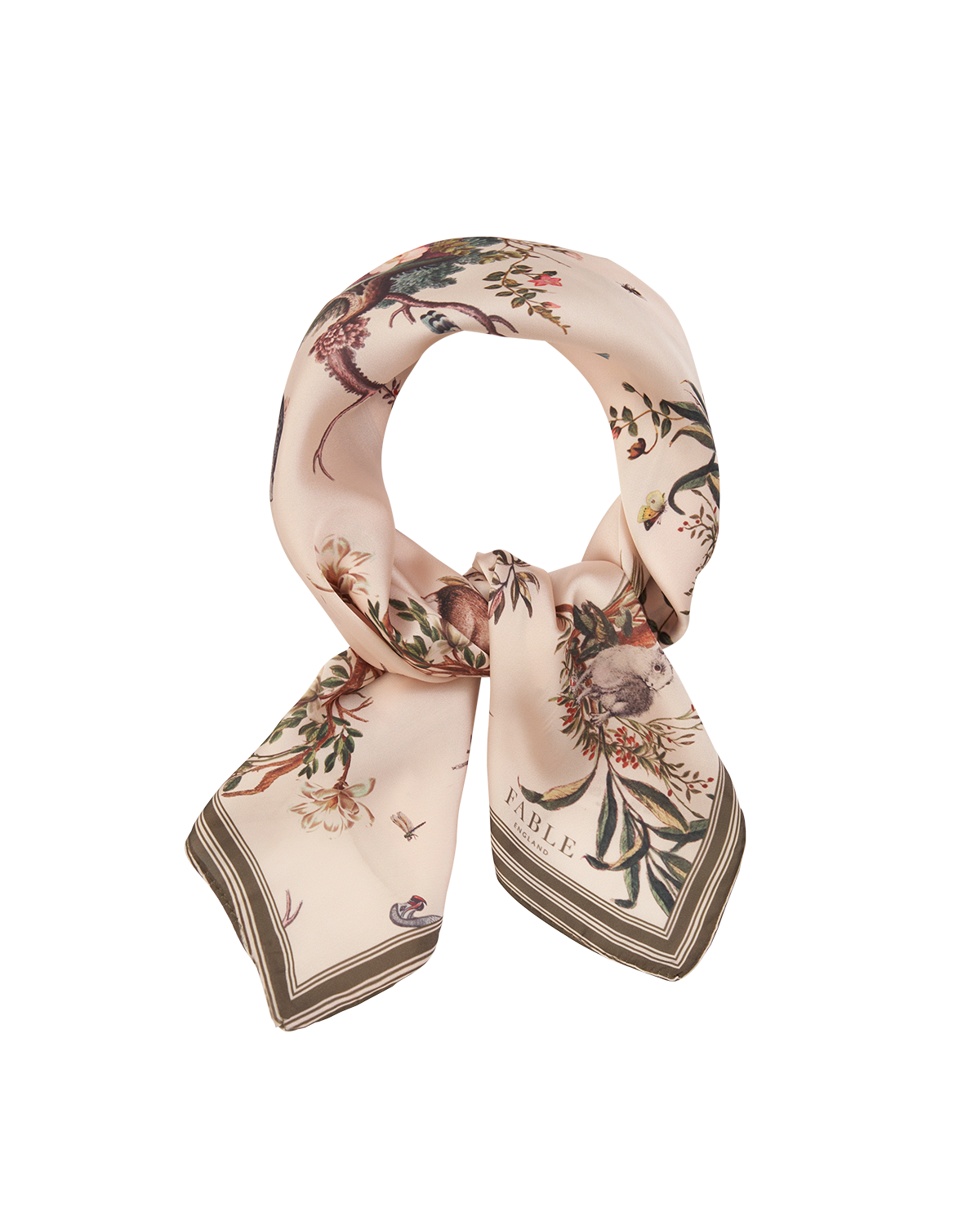 Toile de Jouy Olive Green Square Scarf