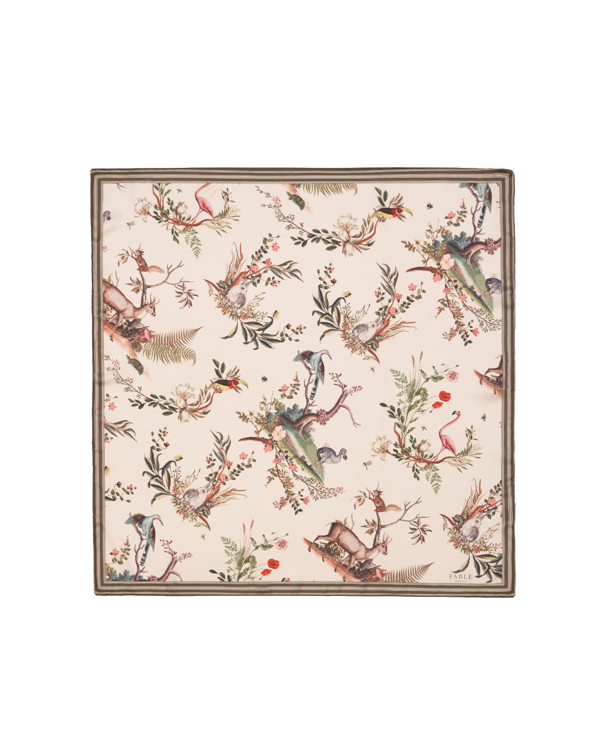 Toile de Jouy Olive Green Square Scarf