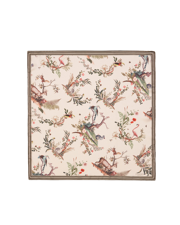 Toile de Jouy Olive Green Square Scarf