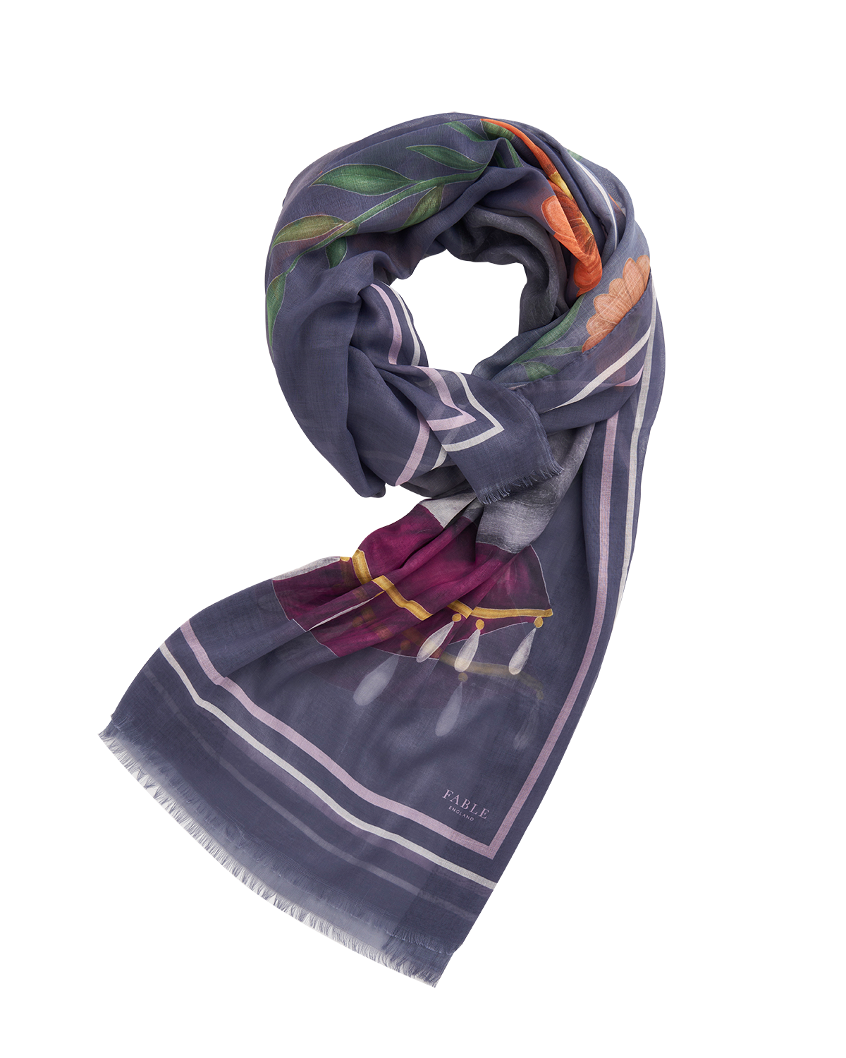 Catherine Rowe Pet Portraits Whippet Medieval Blue Lightweight Scarf