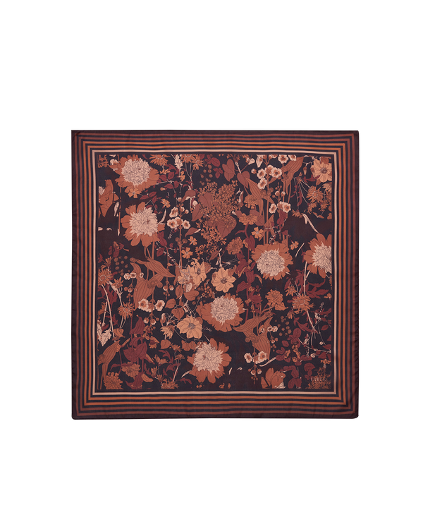 Deco Blooms Black Square Scarf