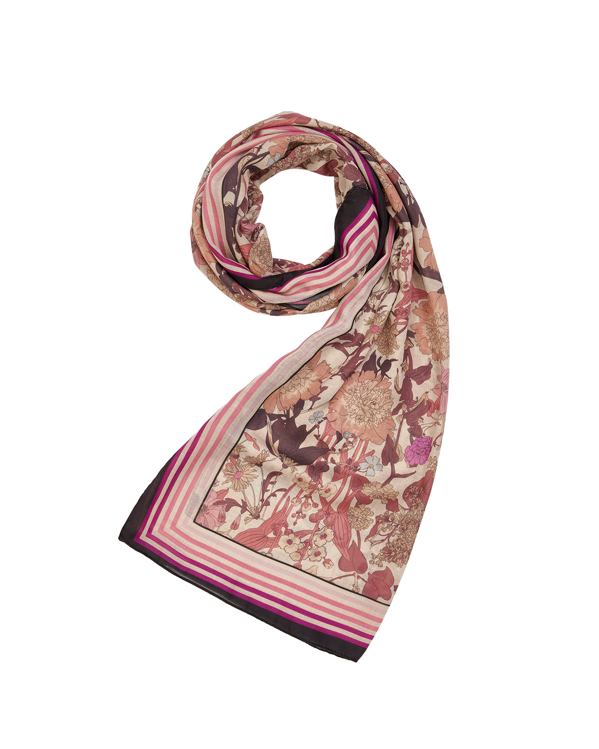 Deco Blooms Candy Stripe Border Lightweight Scarf