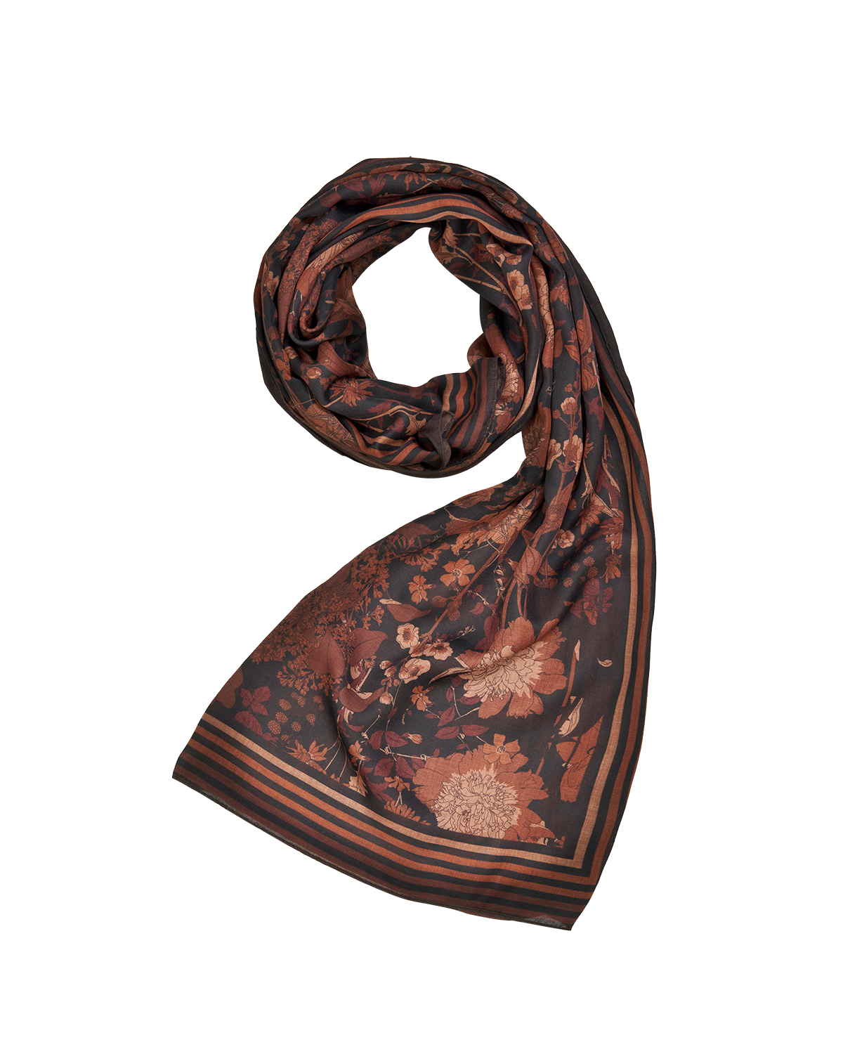 Deco Blooms Stripe Border Lightweight Scarf