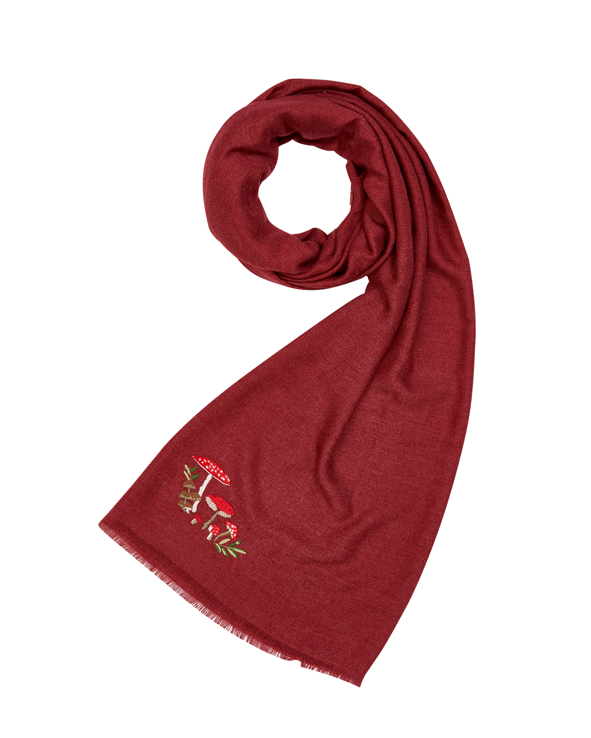 Mushroom Embroidered Pashmina Scarf
