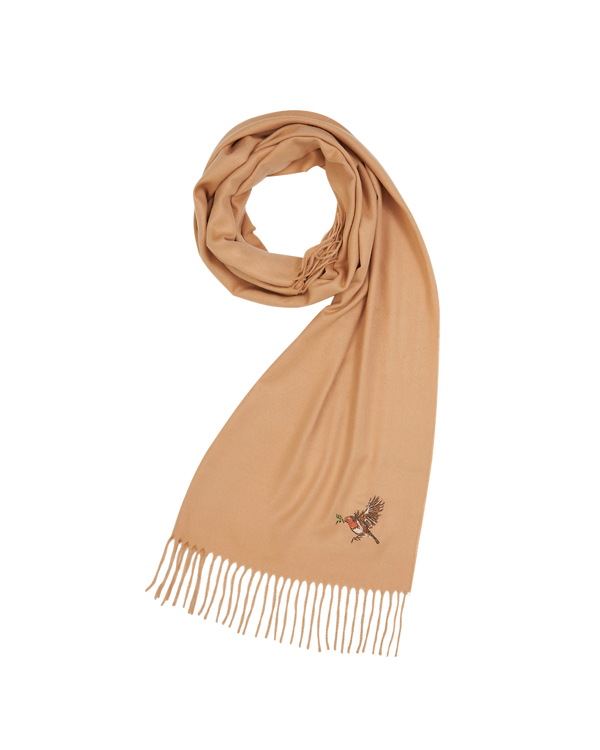 Robin Embroidered Cosy Scarf