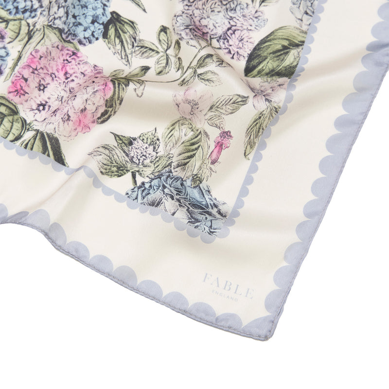 Hydrangea Small Quilted Makeup Bag & Hydrangeas Square Scarf Set