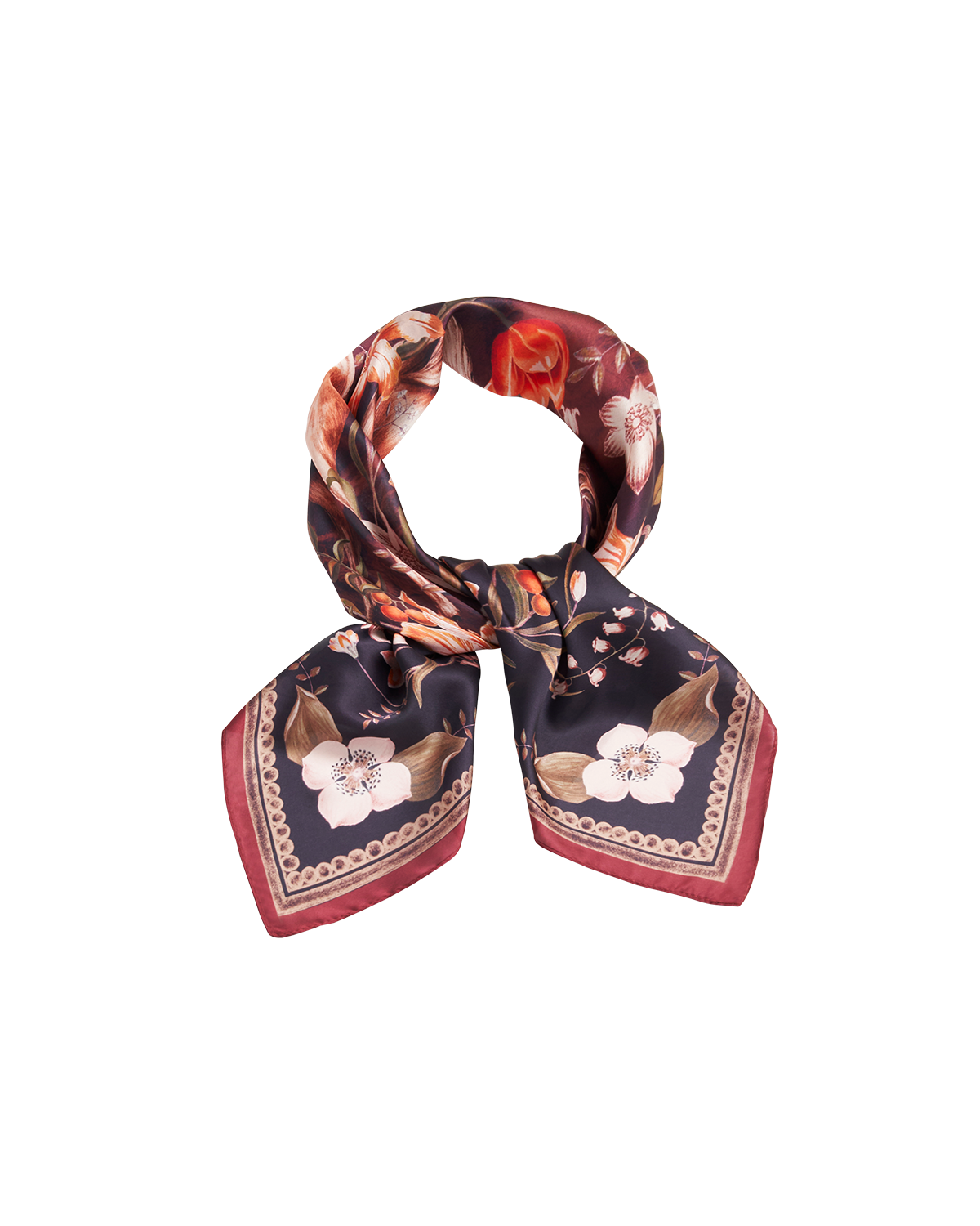 Floral patterned scarf on a white background