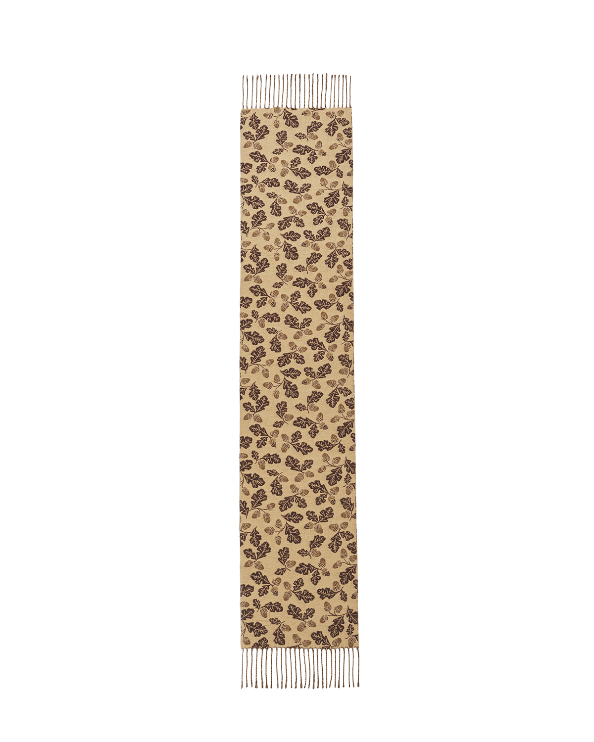 Acorn print scarf on a white background
