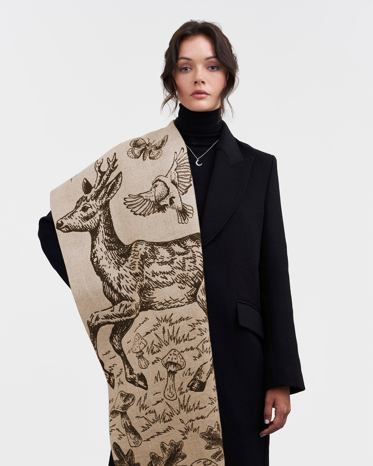 Taupe Woodland Tales Jacquard Scarf