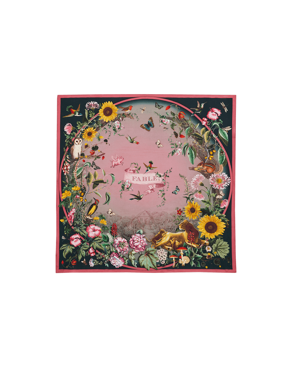 Teal Circe floral Silk Blend Square Scarf