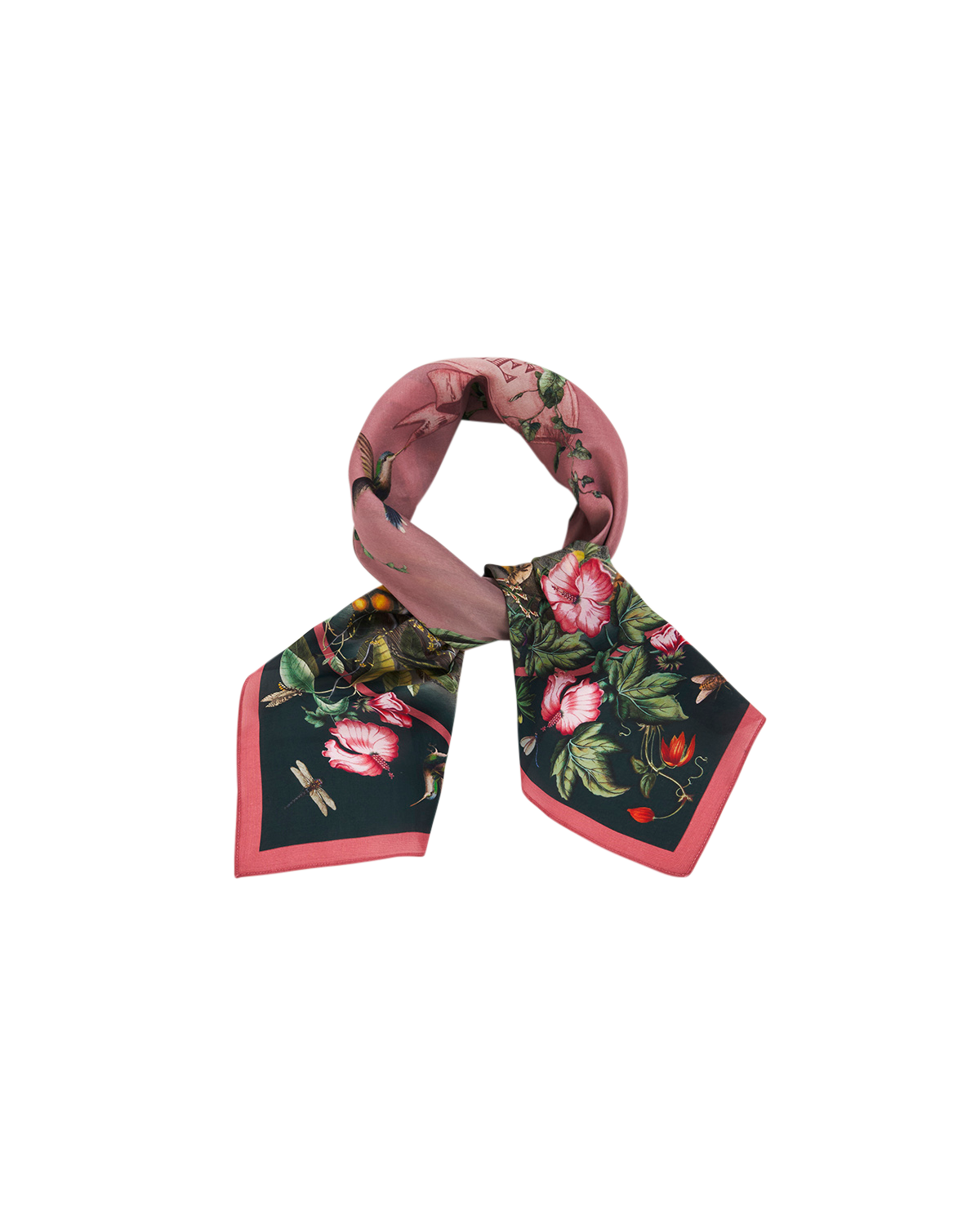 teal and floral square scarf tide flat on white background