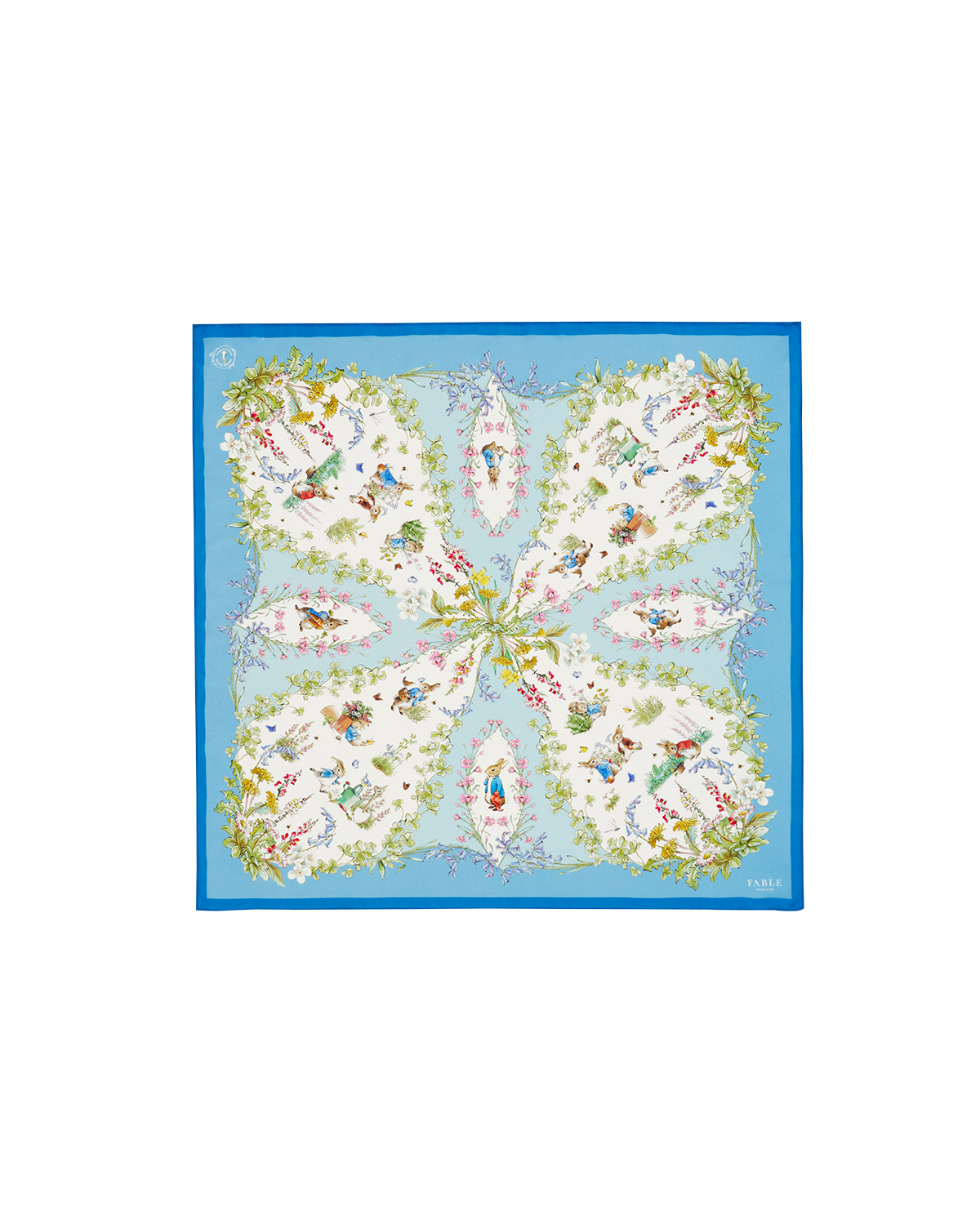 Fable England x Peter Rabbit Blue Narrative Silk Blend Square Scarf