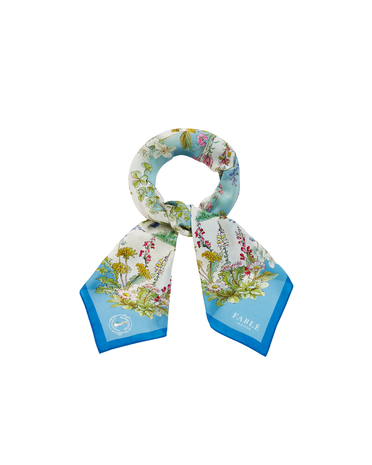 Fable England x Peter Rabbit Blue Narrative Silk Blend Square Scarf