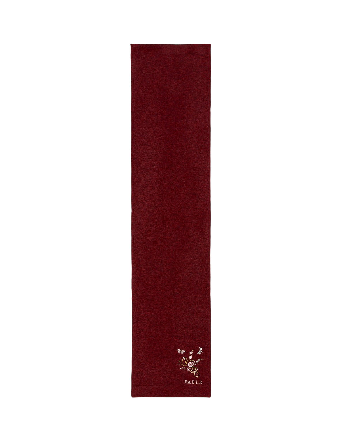 Bufanda de Punto Bordada Eve Floral en Rojo Jaspeado