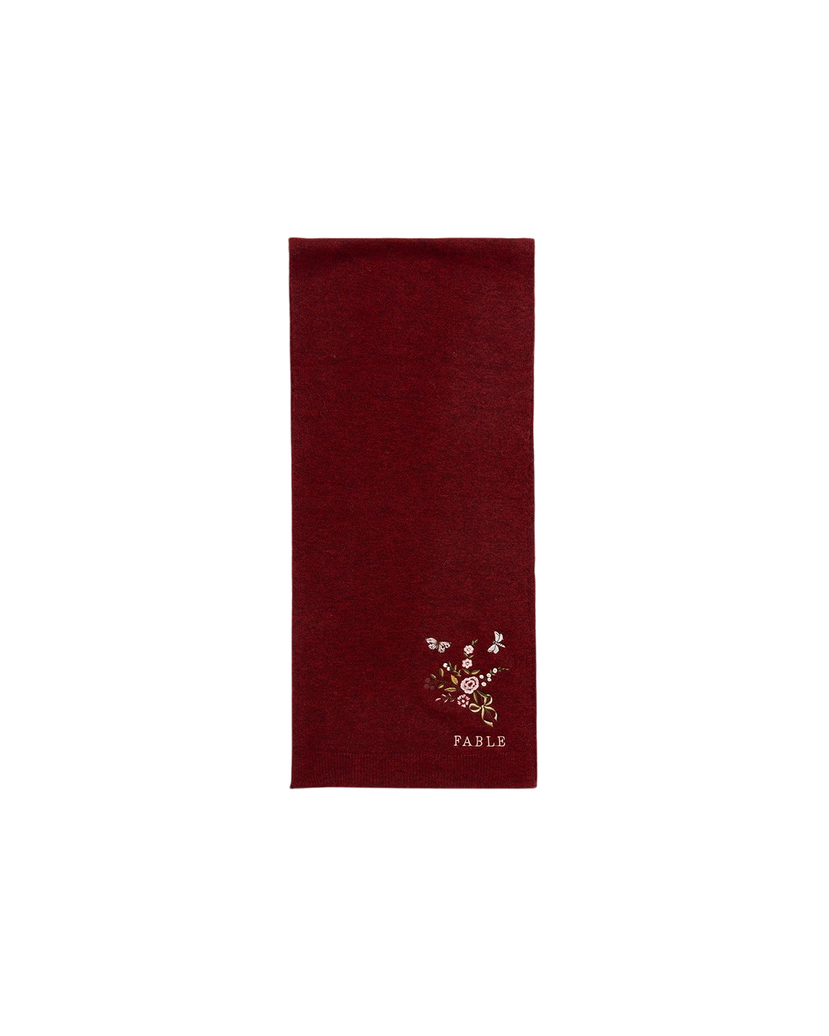 Bufanda de Punto Bordada Eve Floral en Rojo Jaspeado