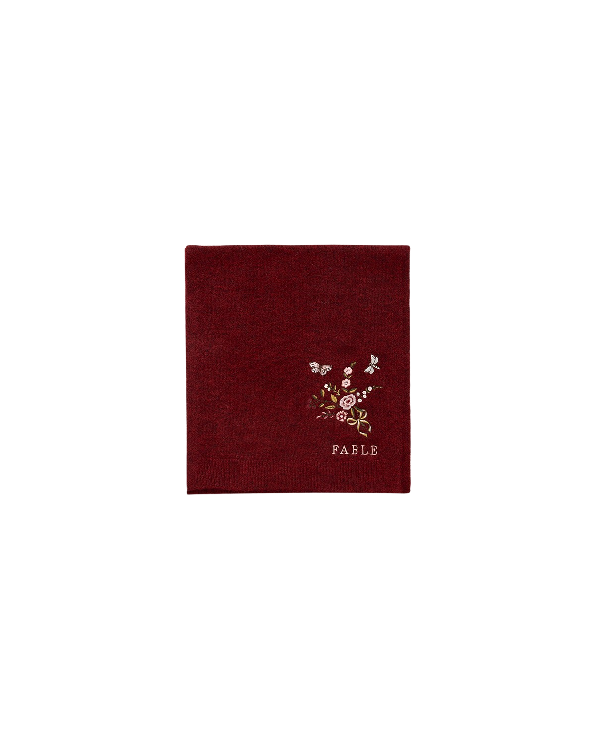 Bufanda de Punto Bordada Eve Floral en Rojo Jaspeado