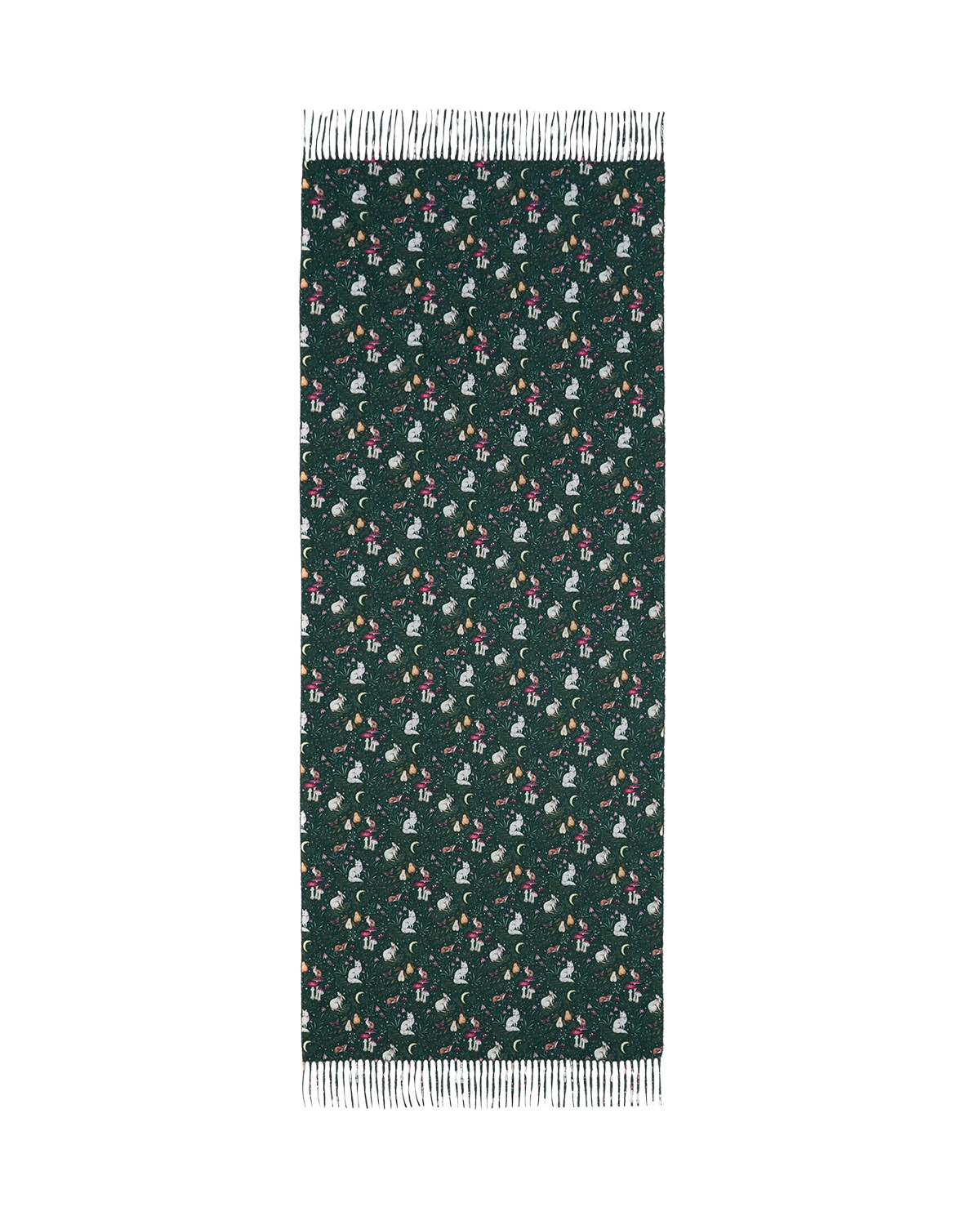 Niva Long Fringed Scarf in Forest Green