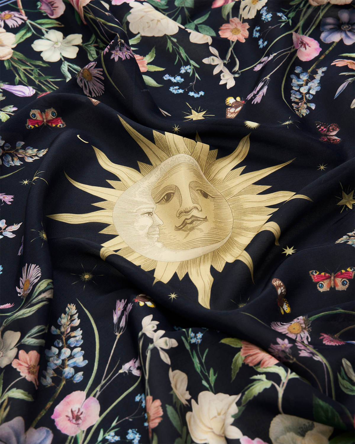 Selene Narrative Medium Square Scarf in Navy