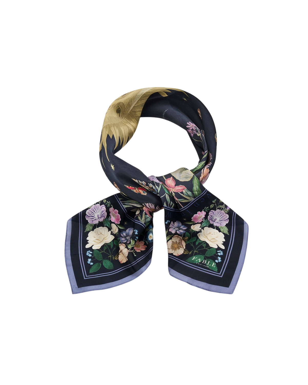 Selene Narrative Medium Square Scarf in Navy