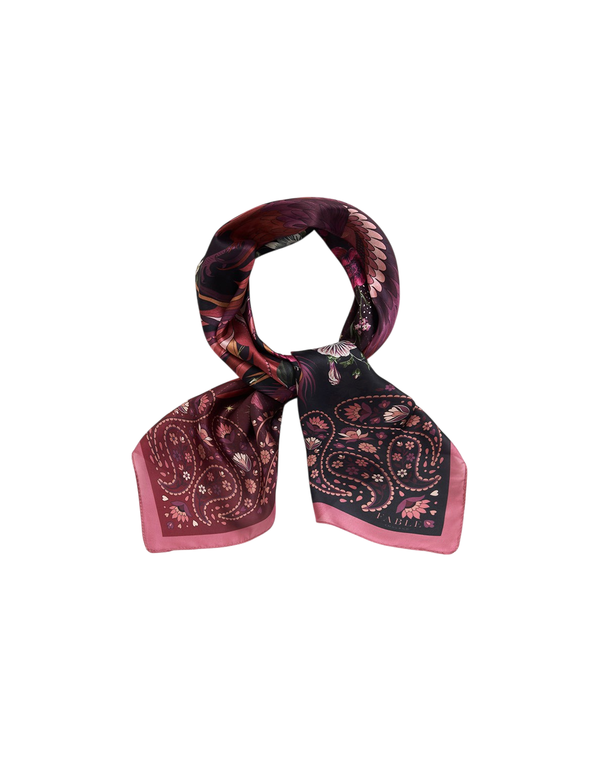 Eve Narrative Medium Square Scarf in Burgundy