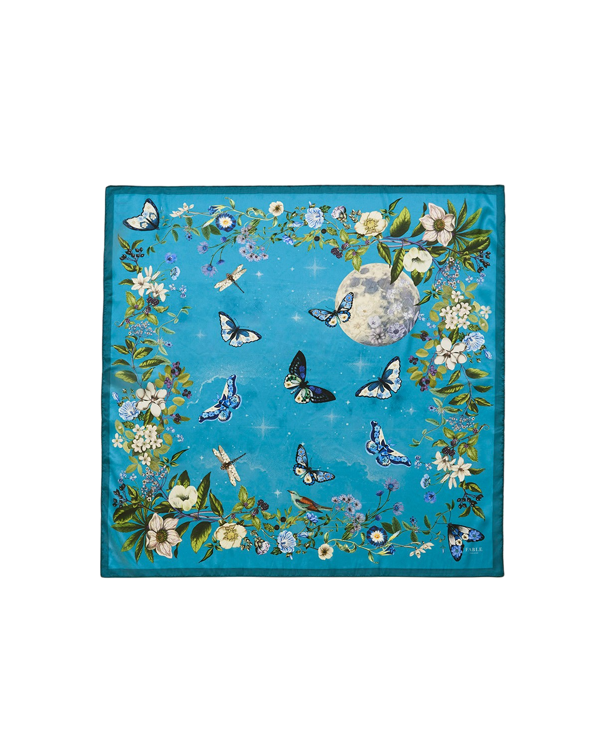 Midnight Garden Medium Square Scarf in Teal