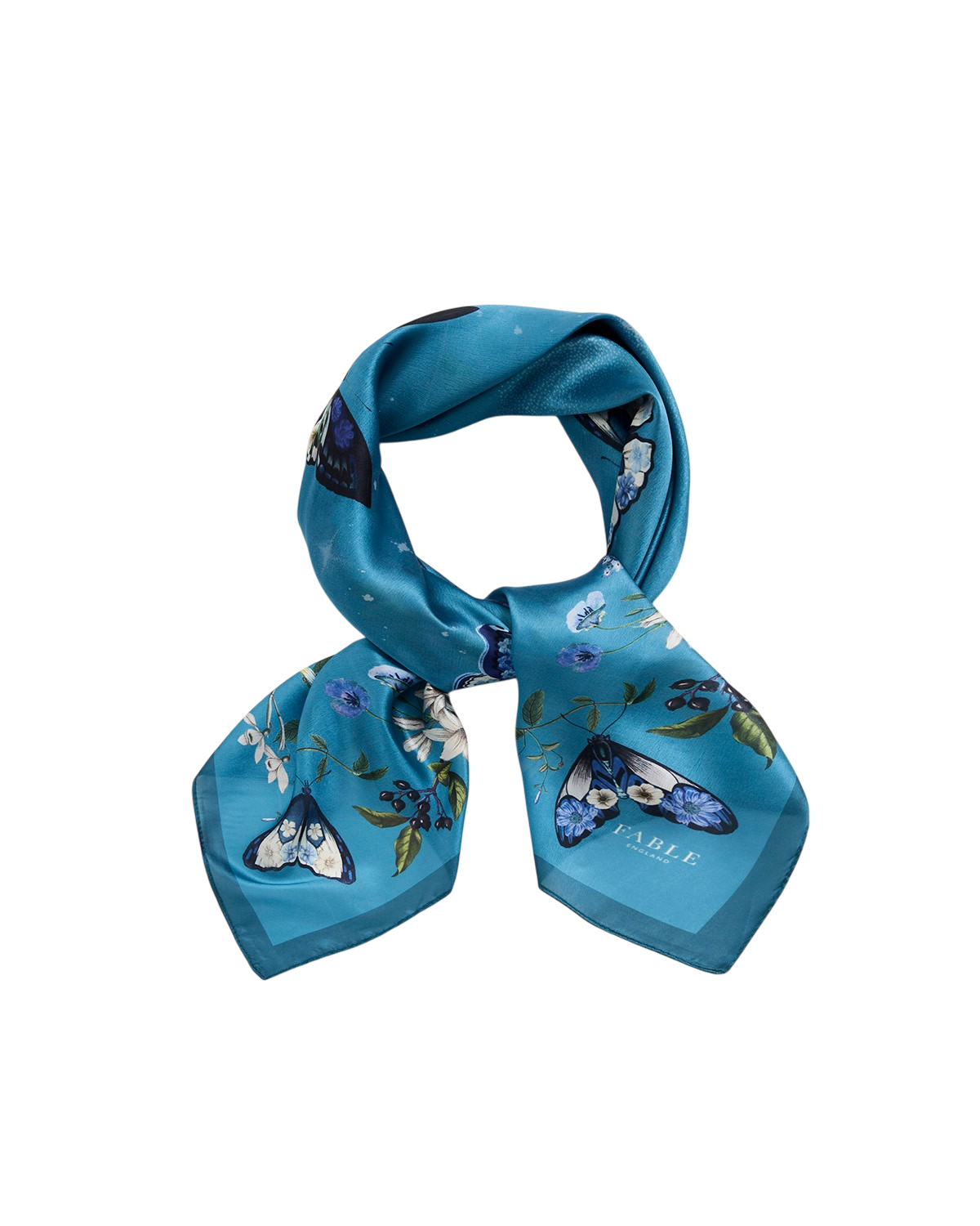 Midnight Garden Medium Square Scarf in Teal
