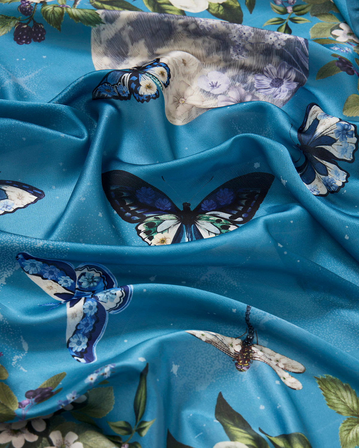 Midnight Garden Medium Square Scarf in Teal