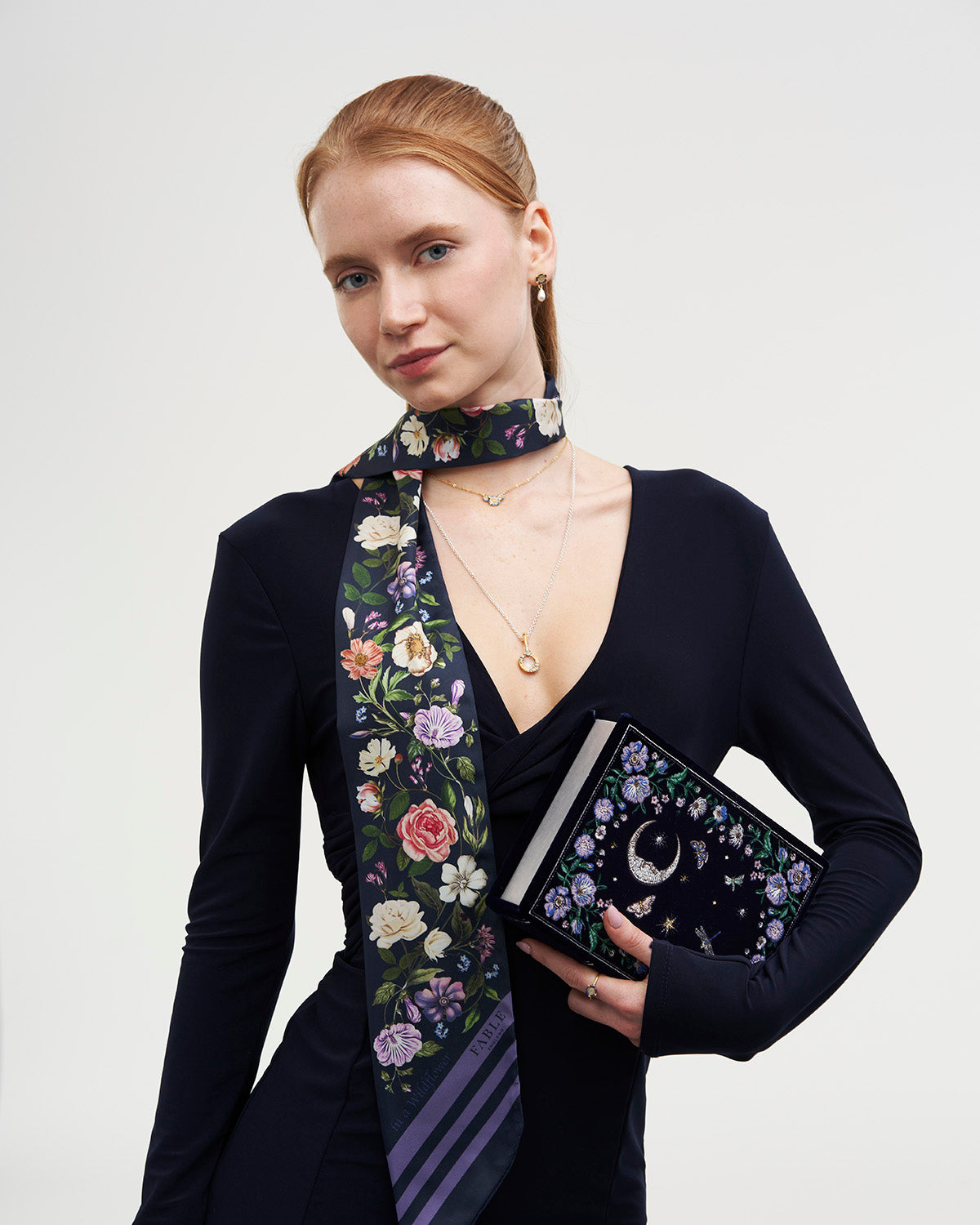 Selene Skinny Scarf in Navy