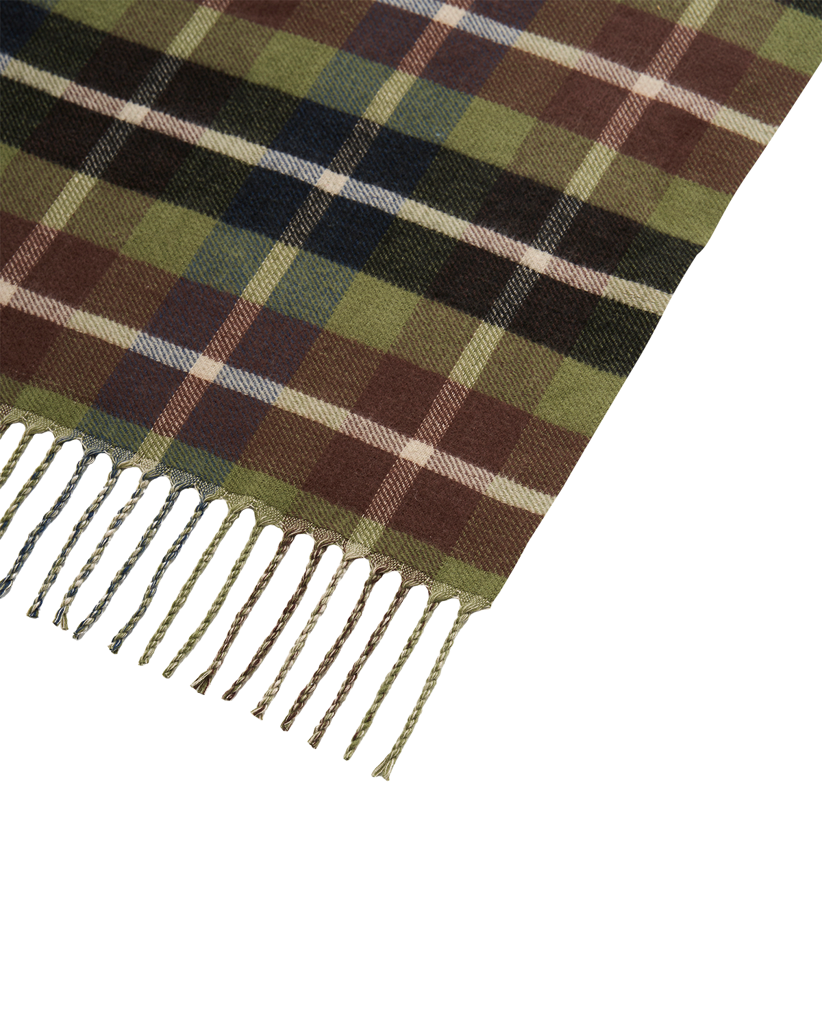 Woodland Scene Check Long Jacquard Scarf in Khaki