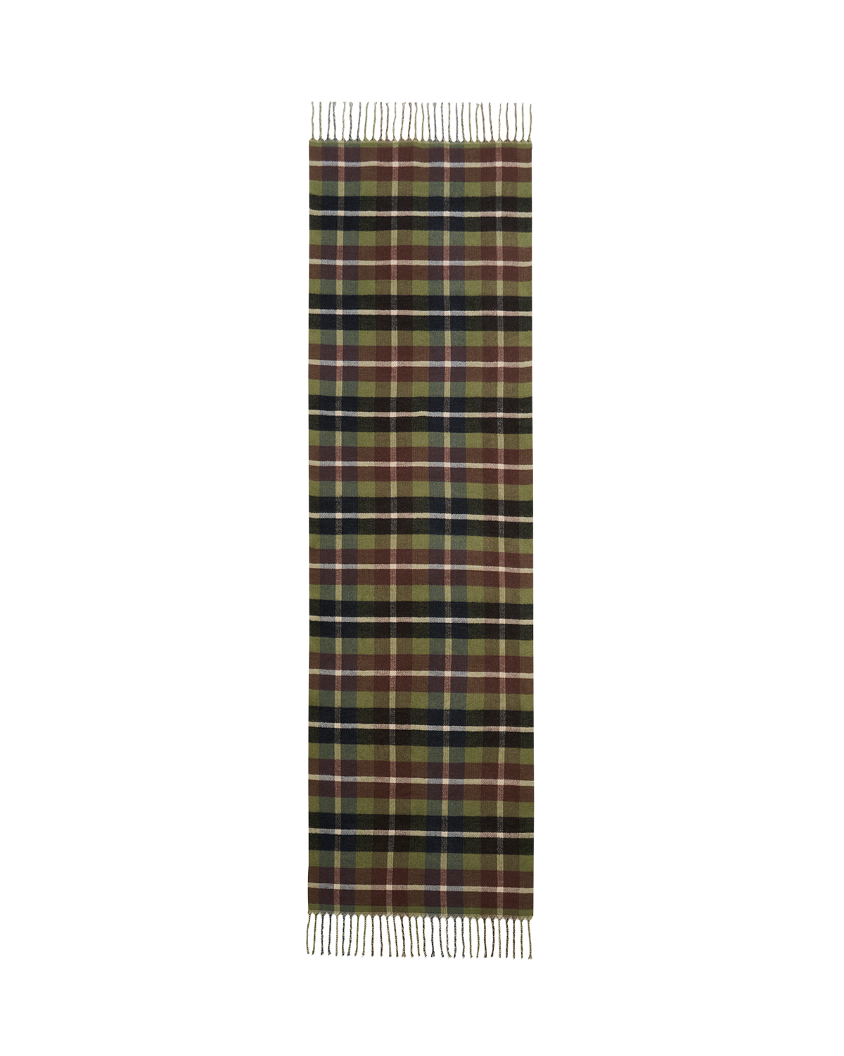 Woodland Scene Check Long Jacquard Scarf in Khaki