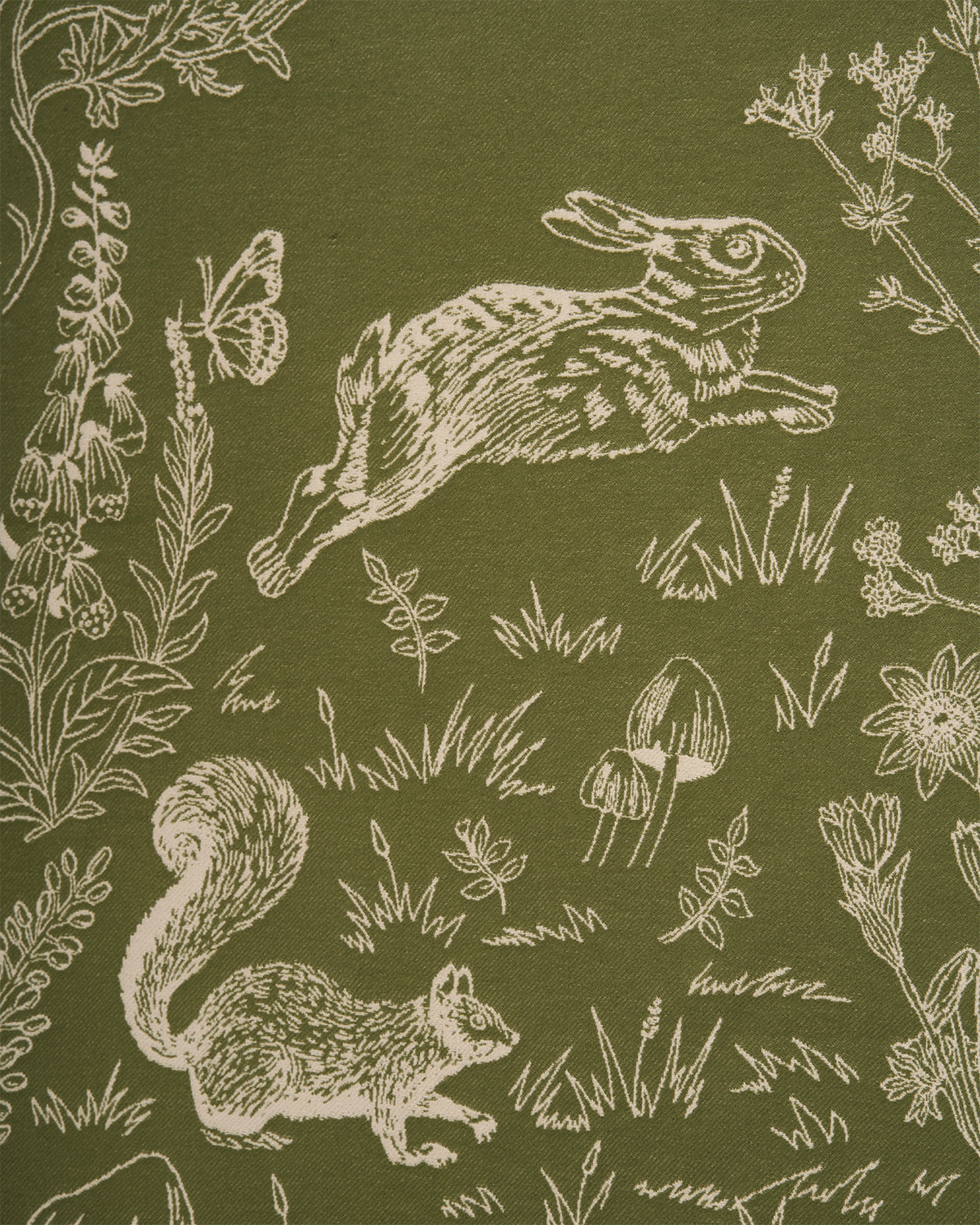 Woodland Scene Check Long Jacquard Scarf in Khaki