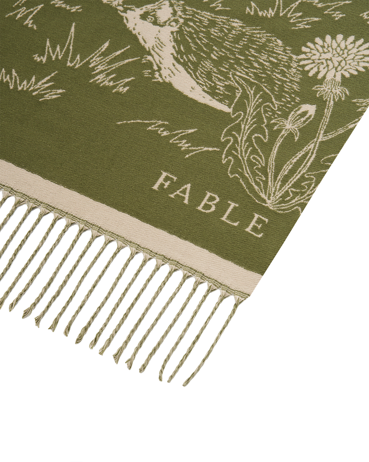 Woodland Scene Check Long Jacquard Scarf in Khaki