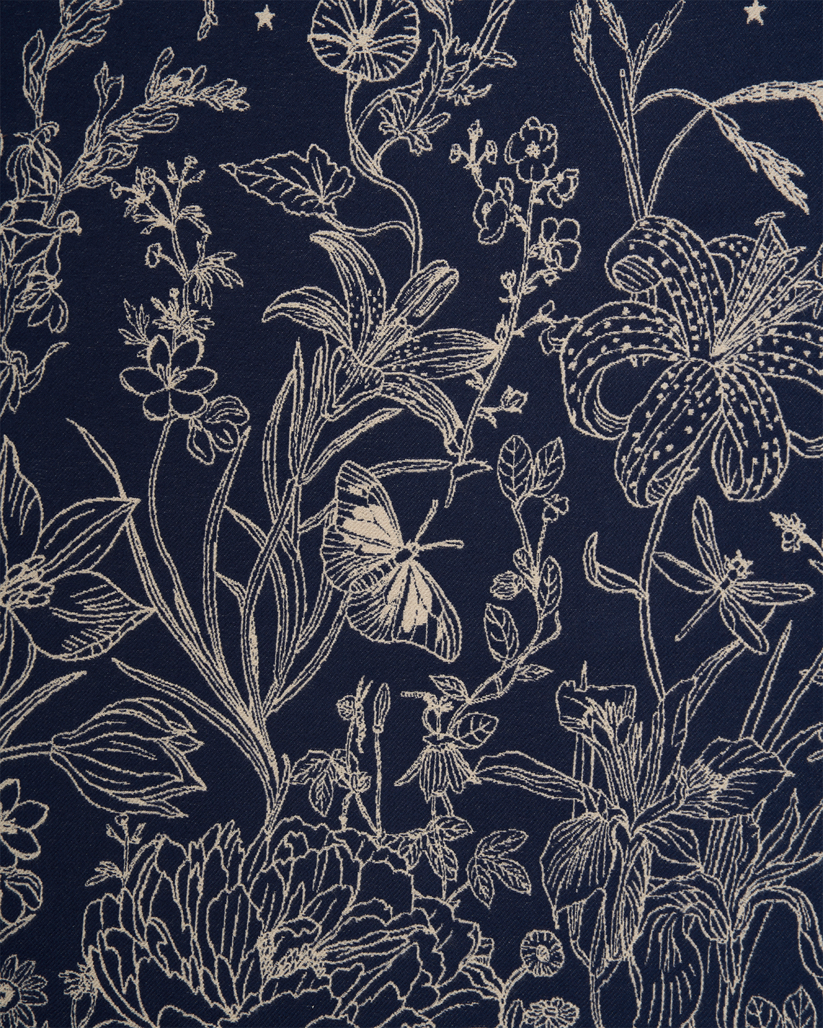 Midnight Garden Long Jacquard Scarf in Navy