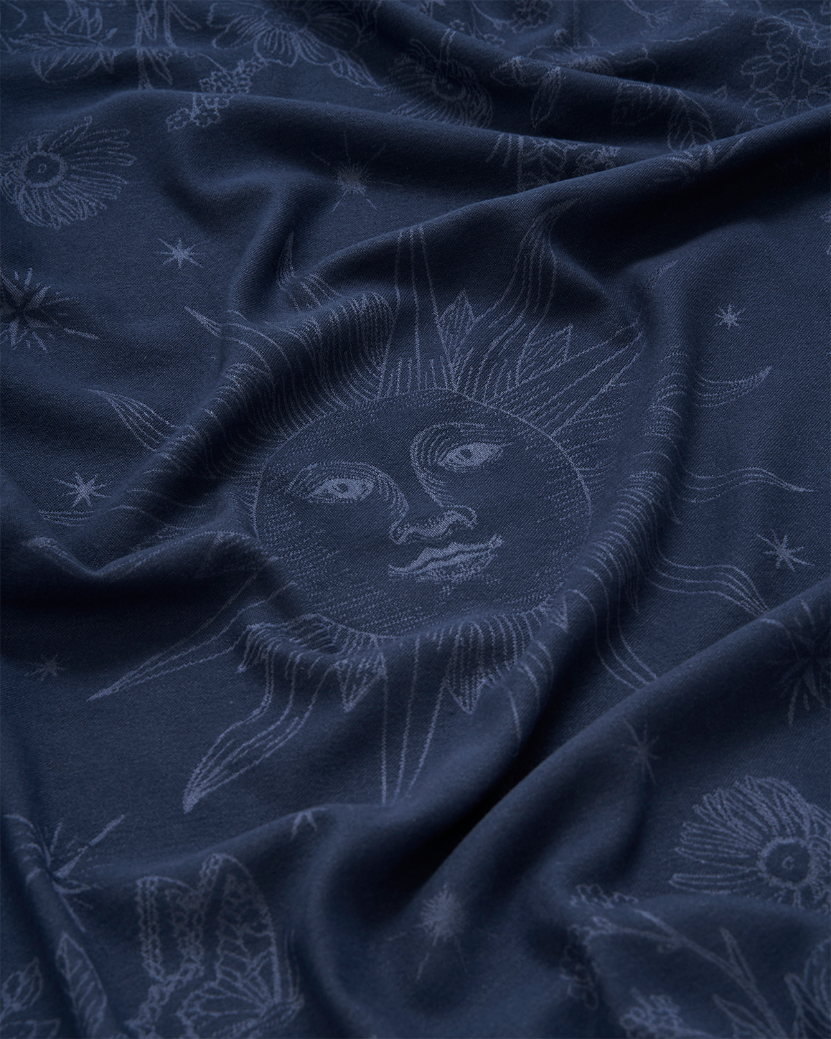 Butterfly Large Square Jacquard Scarf in Navy