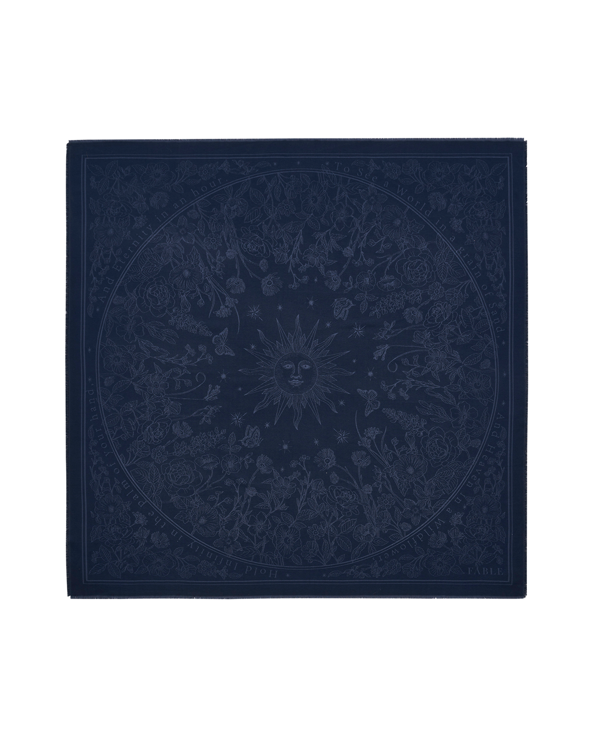 Butterfly Large Square Jacquard Scarf in Navy