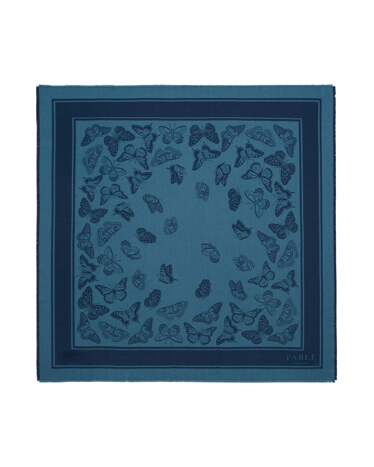 Butterfly Large Square Jacquard Scarf in Teal