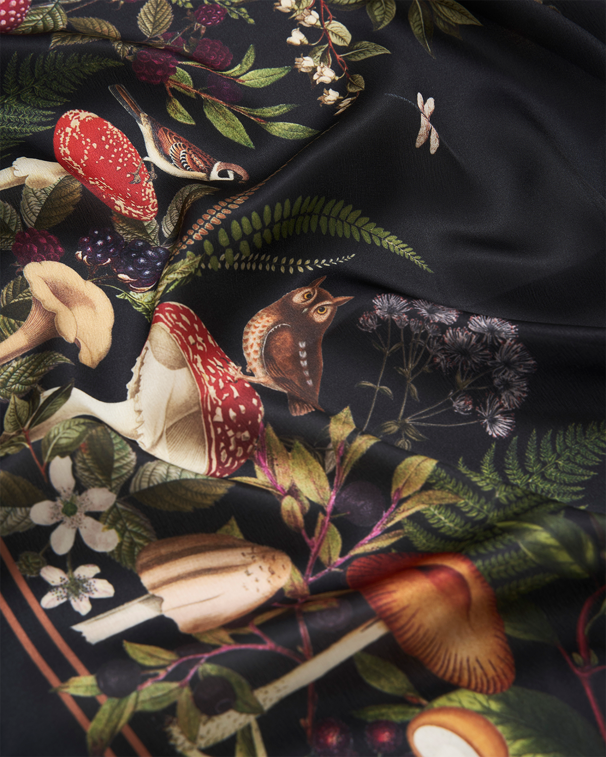Orla Mushroom Small Square Scarf in Black