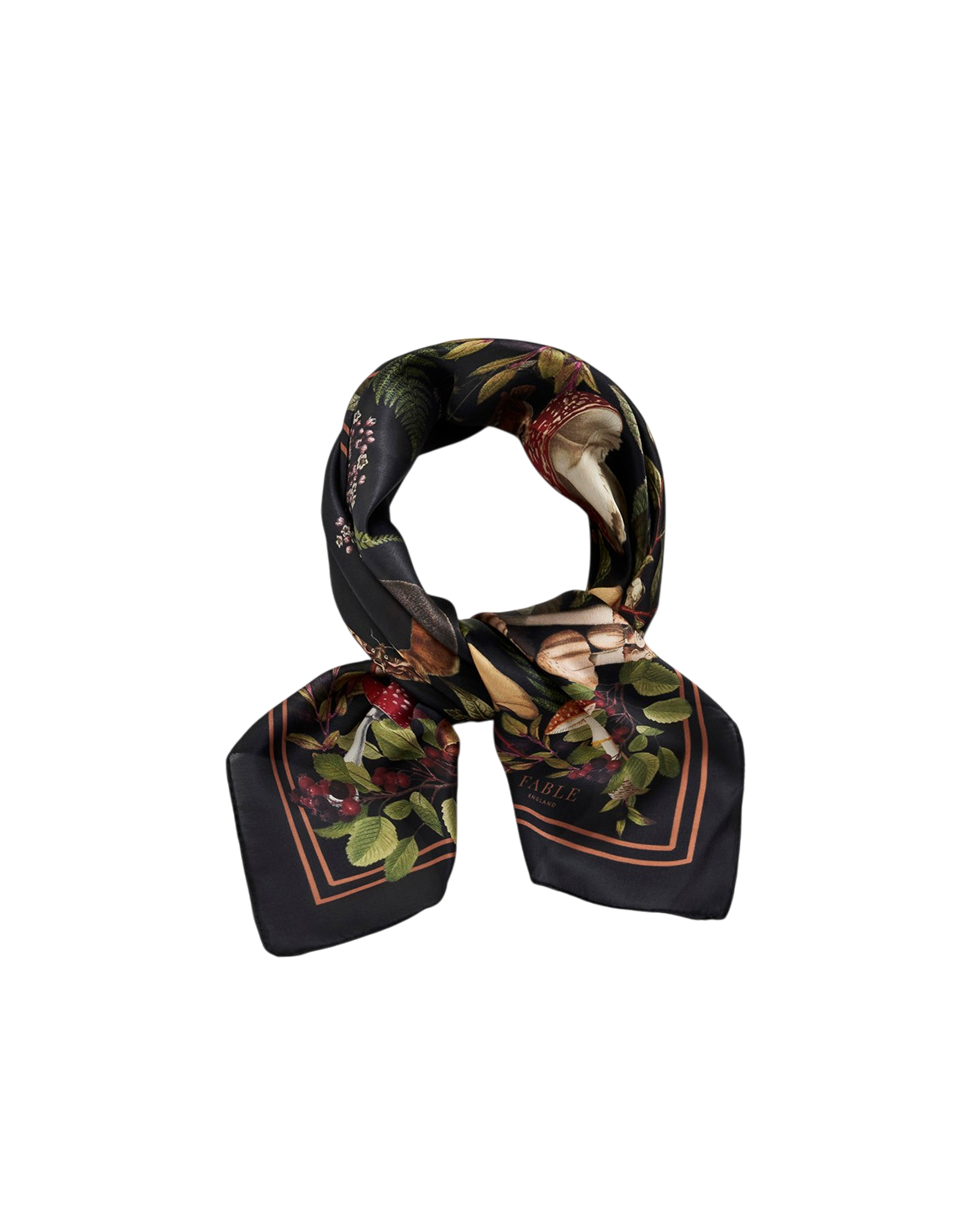 Orla Mushroom Small Square Scarf in Black