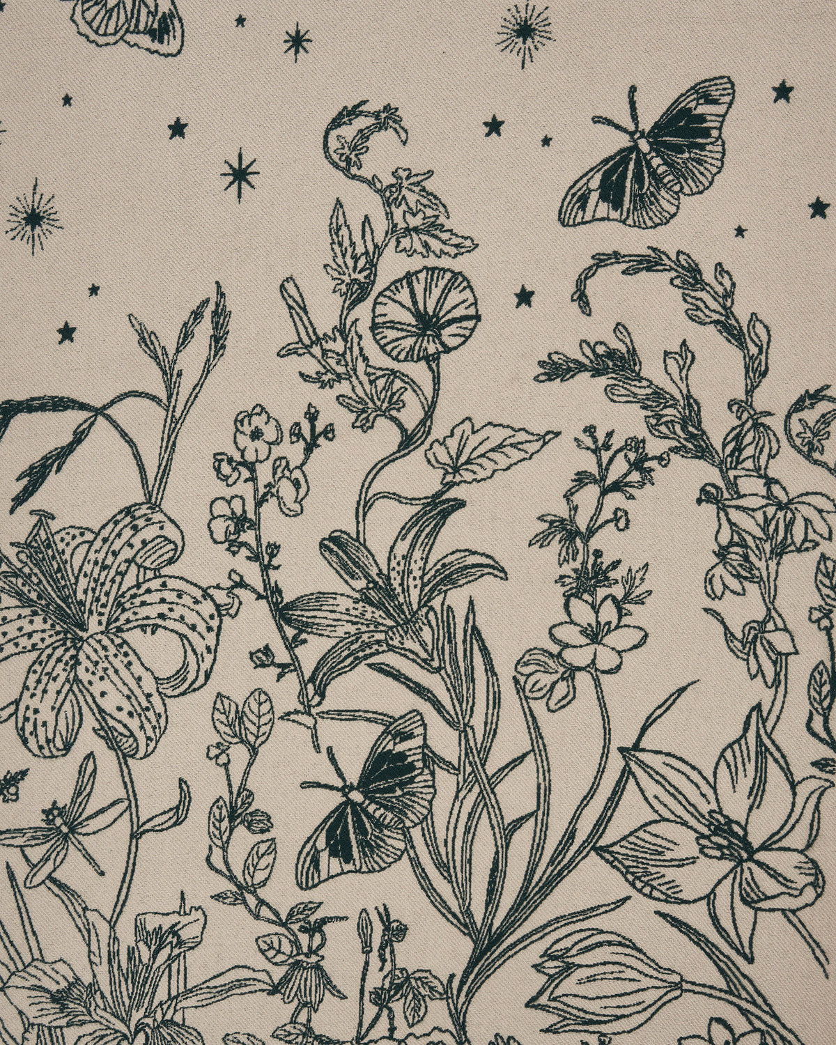 Midnight Garden Long Jacquard Scarf in Green
