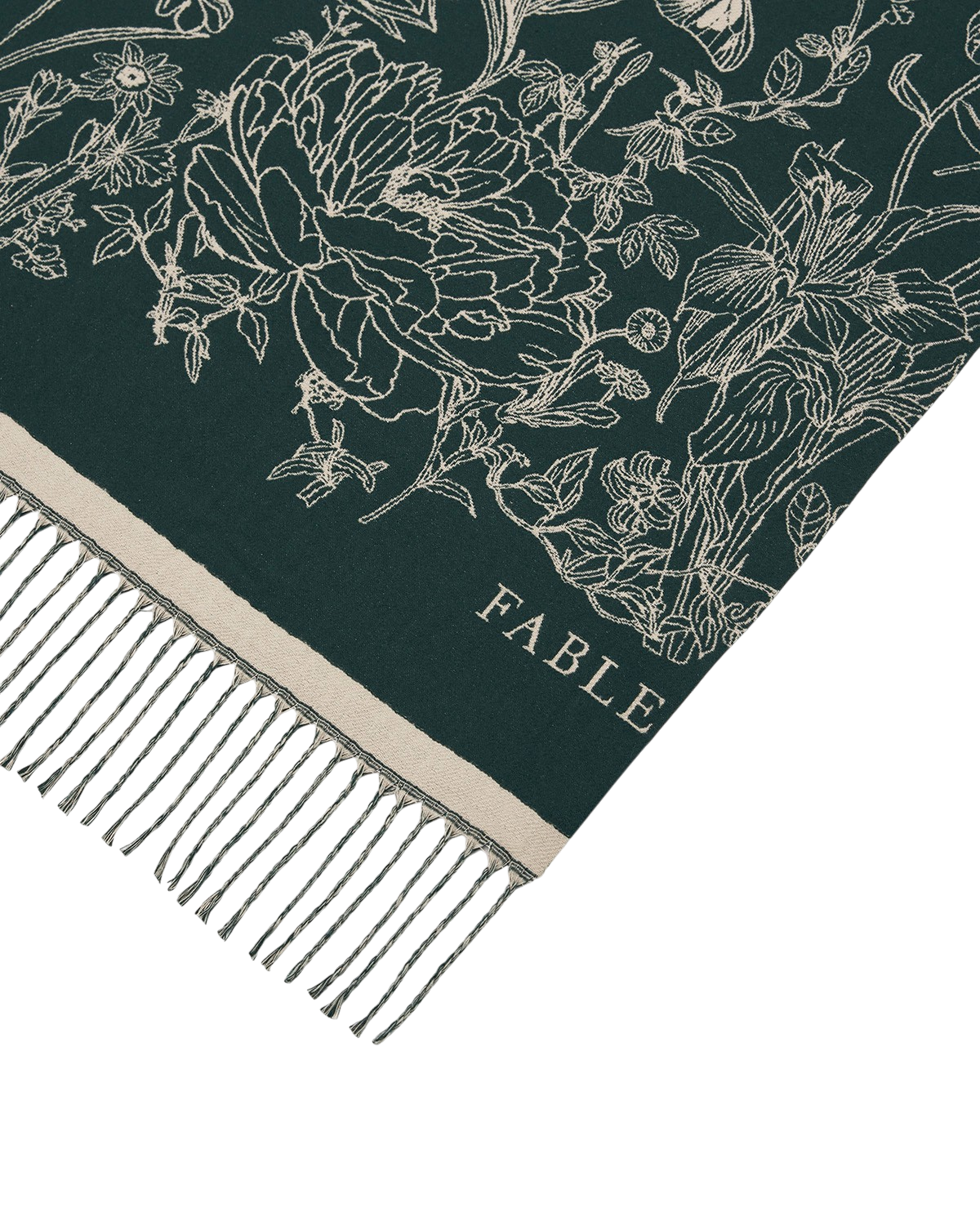 Midnight Garden Long Jacquard Scarf in Green