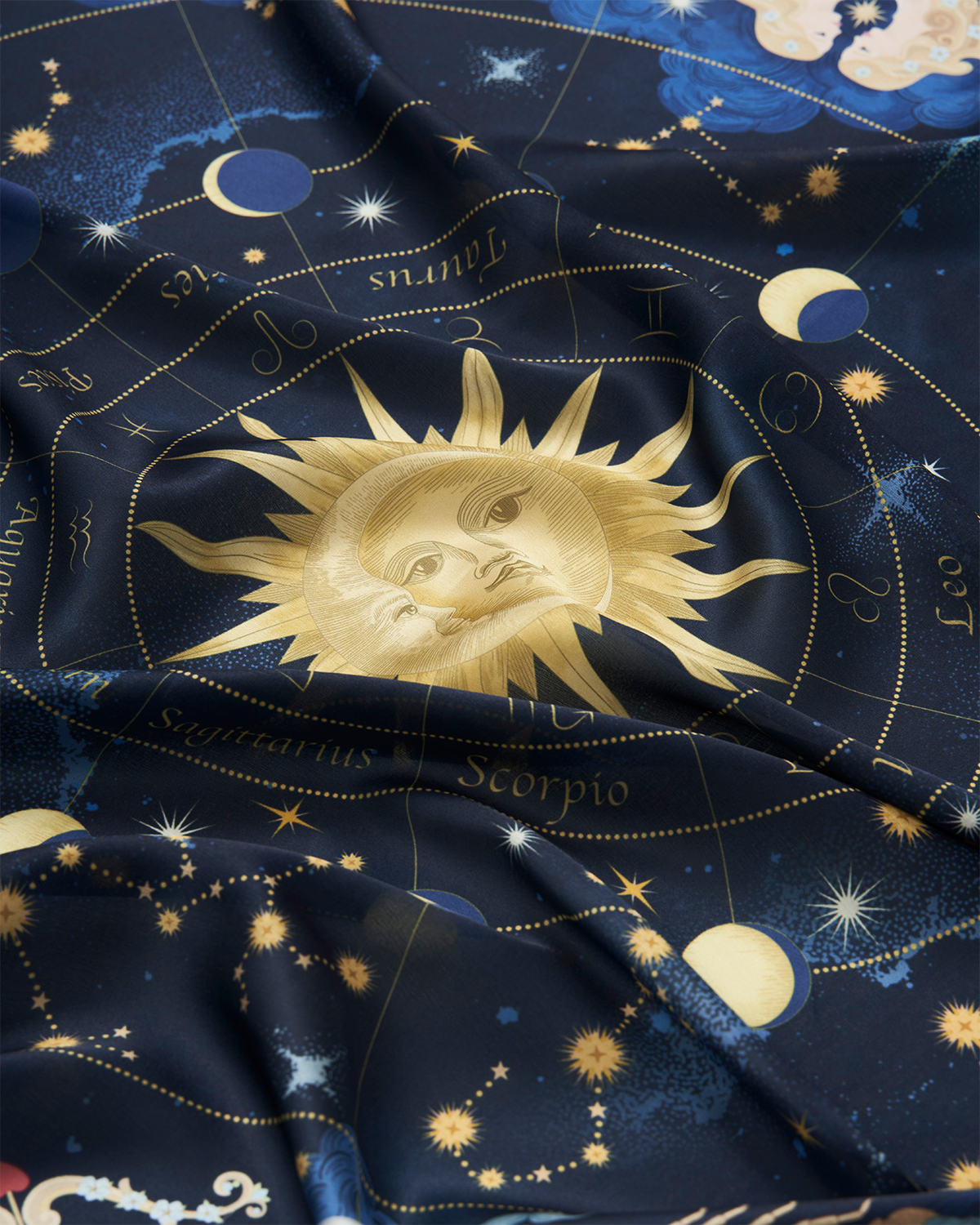 Pañuelo Cuadrado Mediano Zodiac en Azul Marino