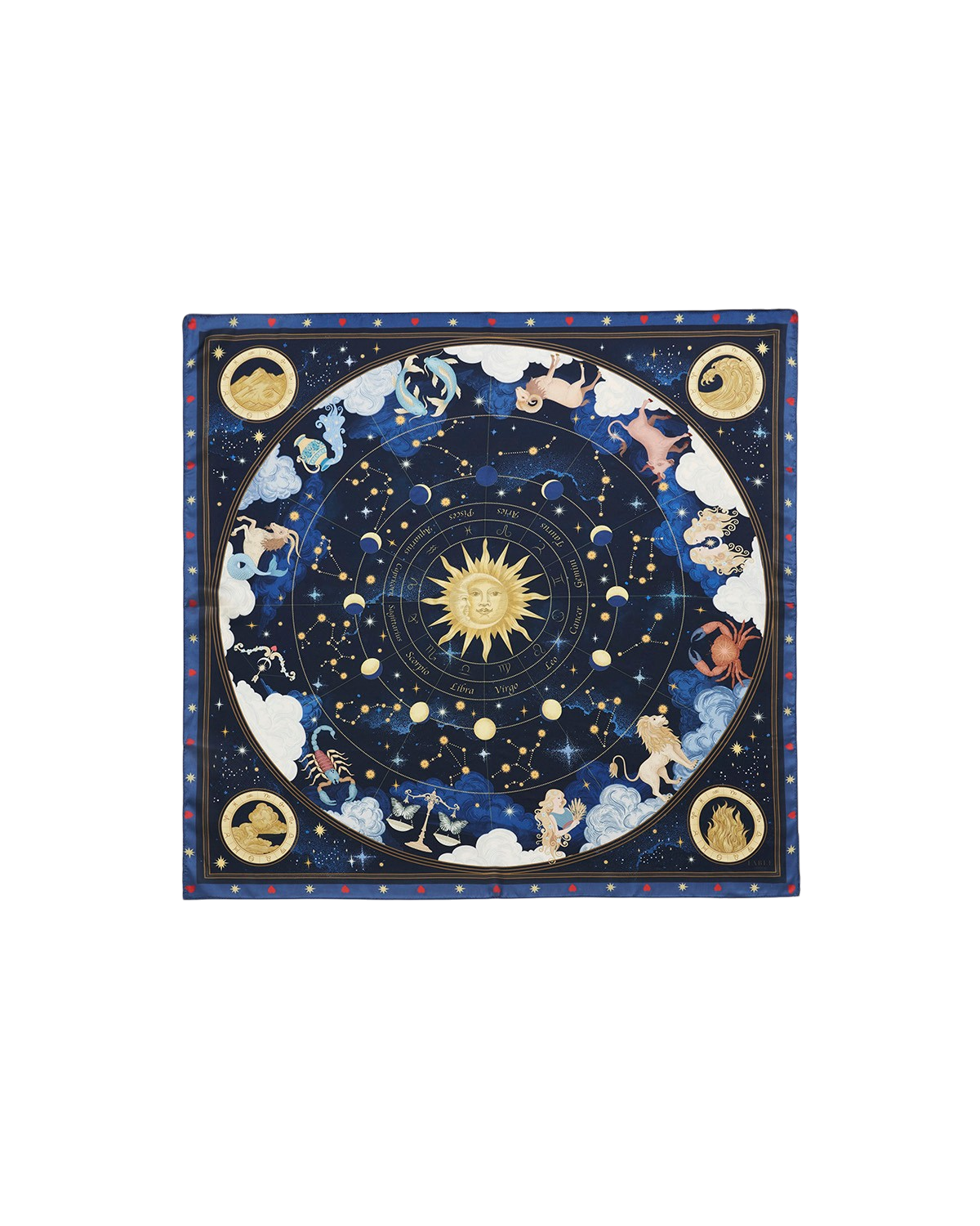 Pañuelo Cuadrado Mediano Zodiac en Azul Marino