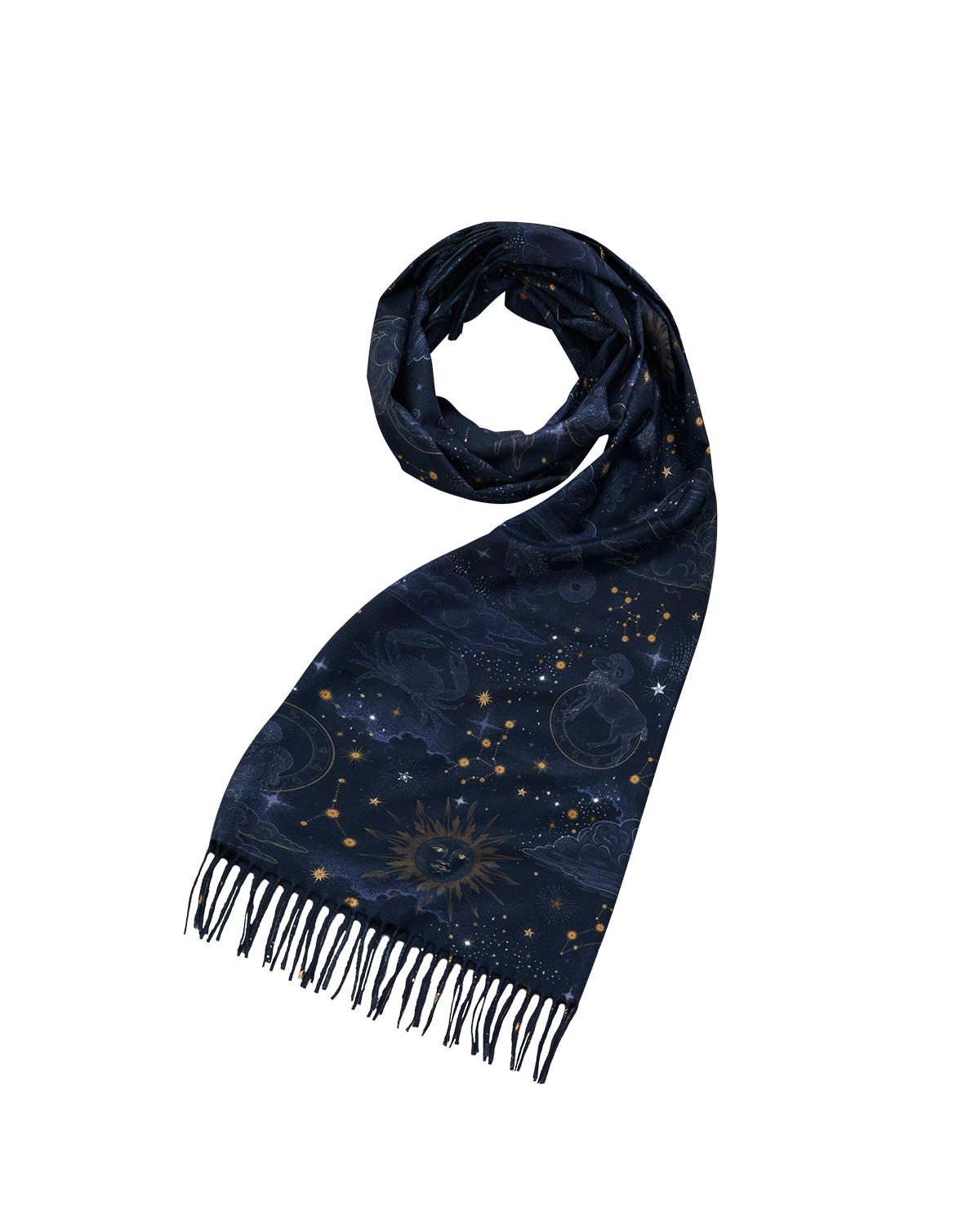 Zodiac Langer Fransenschal in Marineblau