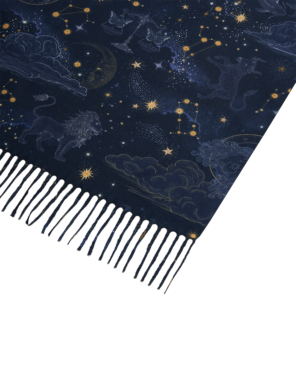 Zodiac Langer Fransenschal in Marineblau