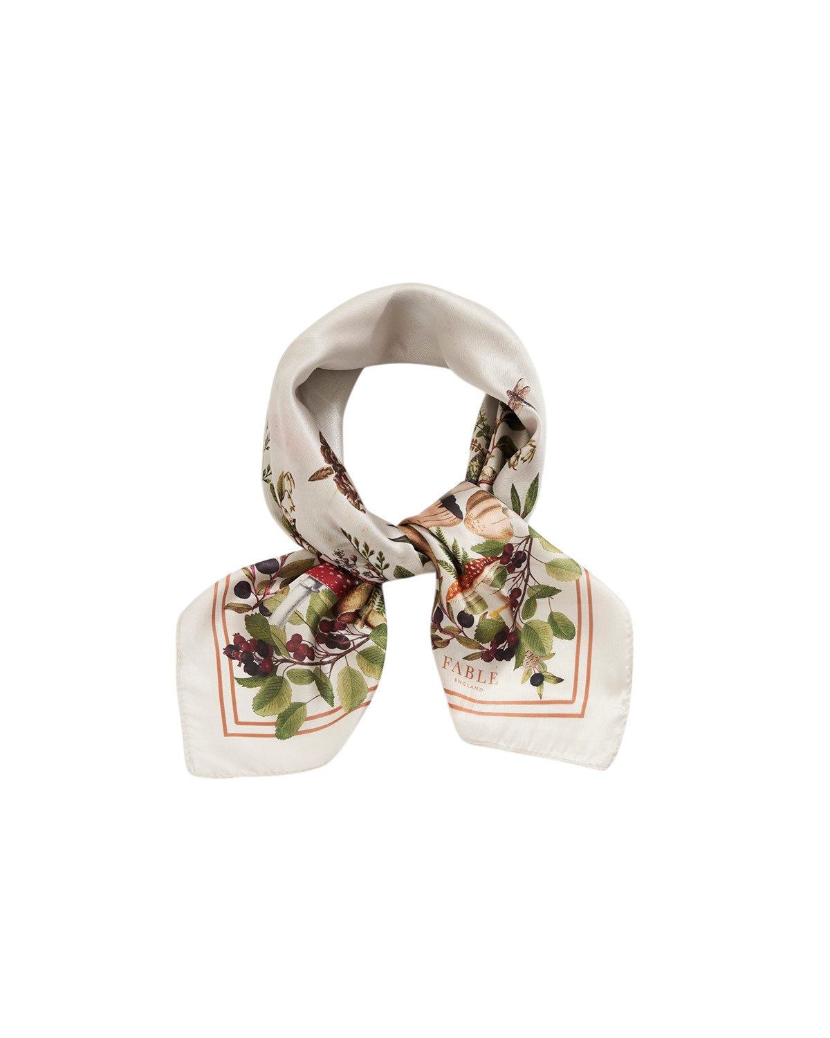 Orla Mushroom Small Square Scarf in Ivory